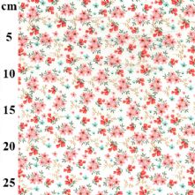 100% Cotton Coral Red and Mint Green Floral Print Fabric 44